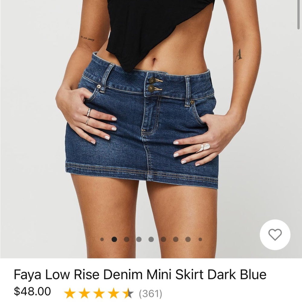 Princess Polly Faya Low Rise Denim Mini Skirt Dark Blue